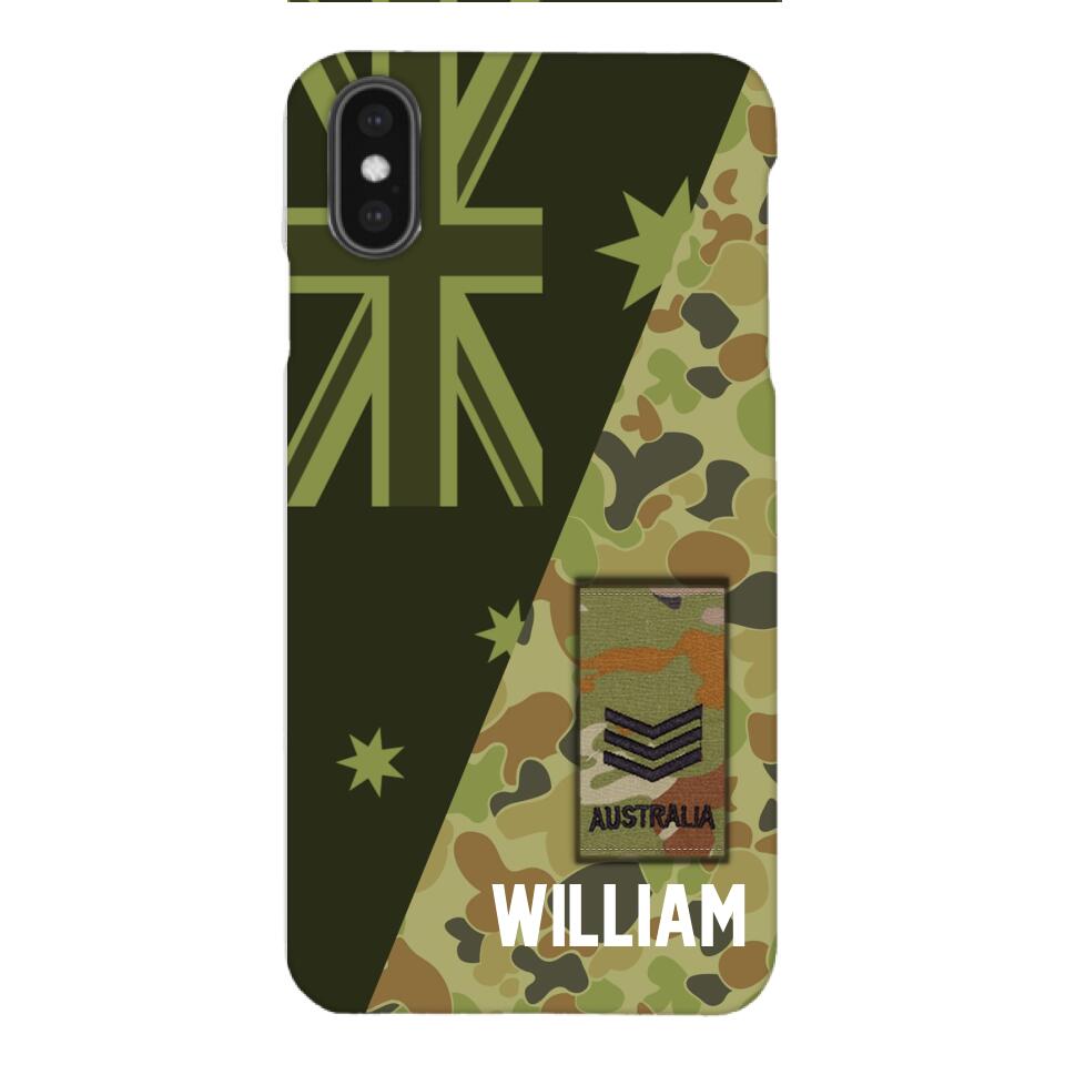 PERSONALIZED AUSTRALIAN ARMY CAMO RANK PHONECASE QTMQ2603