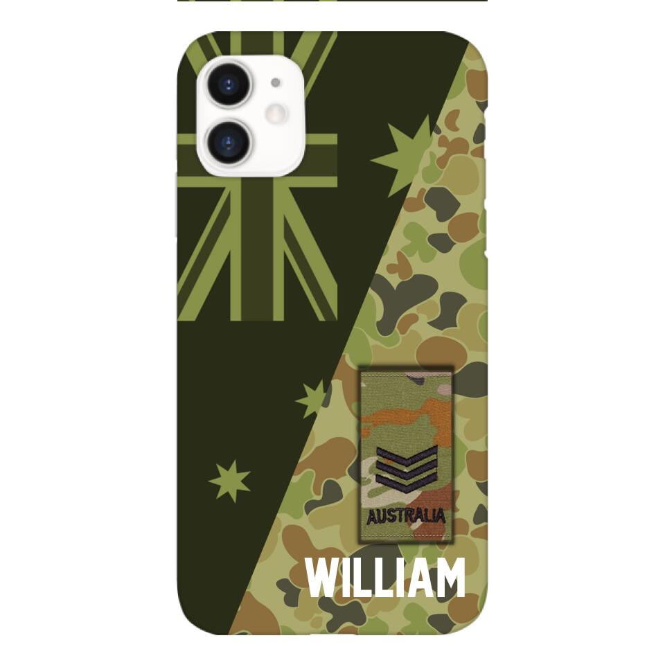 PERSONALIZED AUSTRALIAN ARMY CAMO RANK PHONECASE QTMQ2603