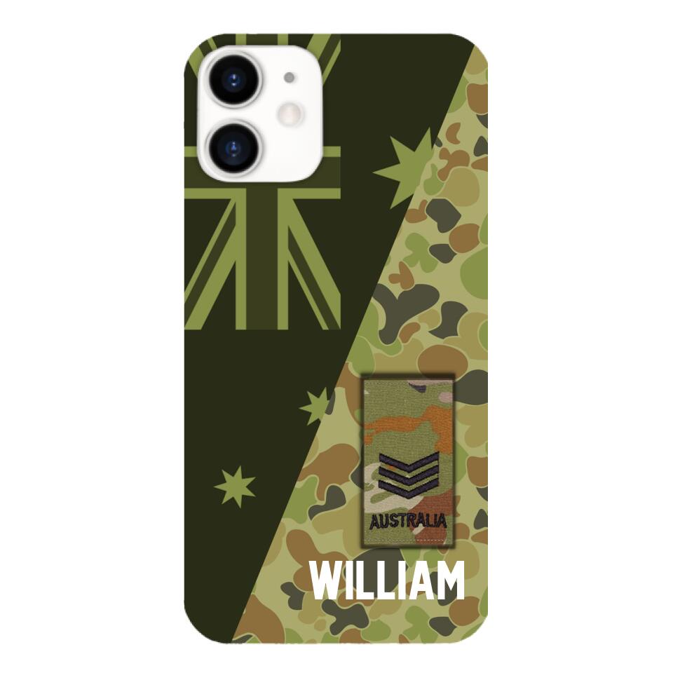 PERSONALIZED AUSTRALIAN ARMY CAMO RANK PHONECASE QTMQ2603