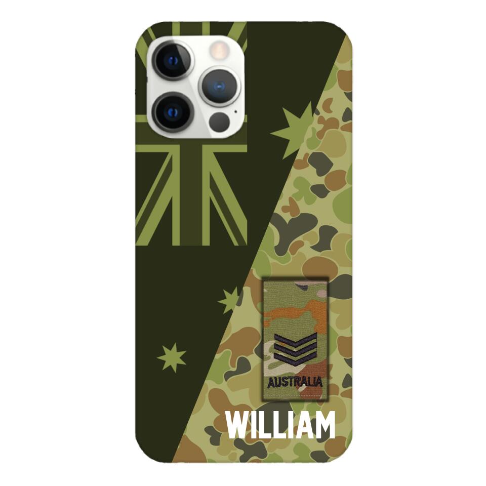 PERSONALIZED AUSTRALIAN ARMY CAMO RANK PHONECASE QTMQ2603