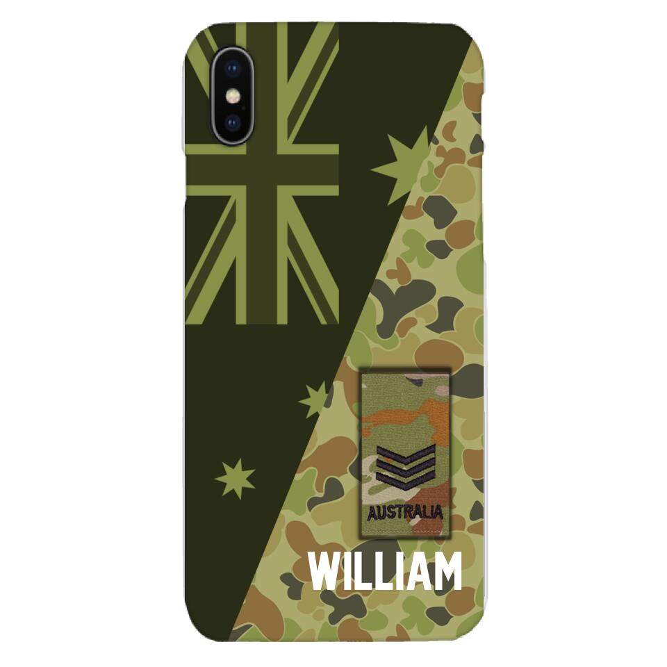 PERSONALIZED AUSTRALIAN ARMY CAMO RANK PHONECASE QTMQ2603