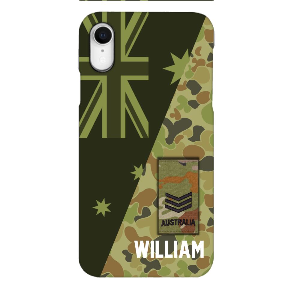 PERSONALIZED AUSTRALIAN ARMY CAMO RANK PHONECASE QTMQ2603