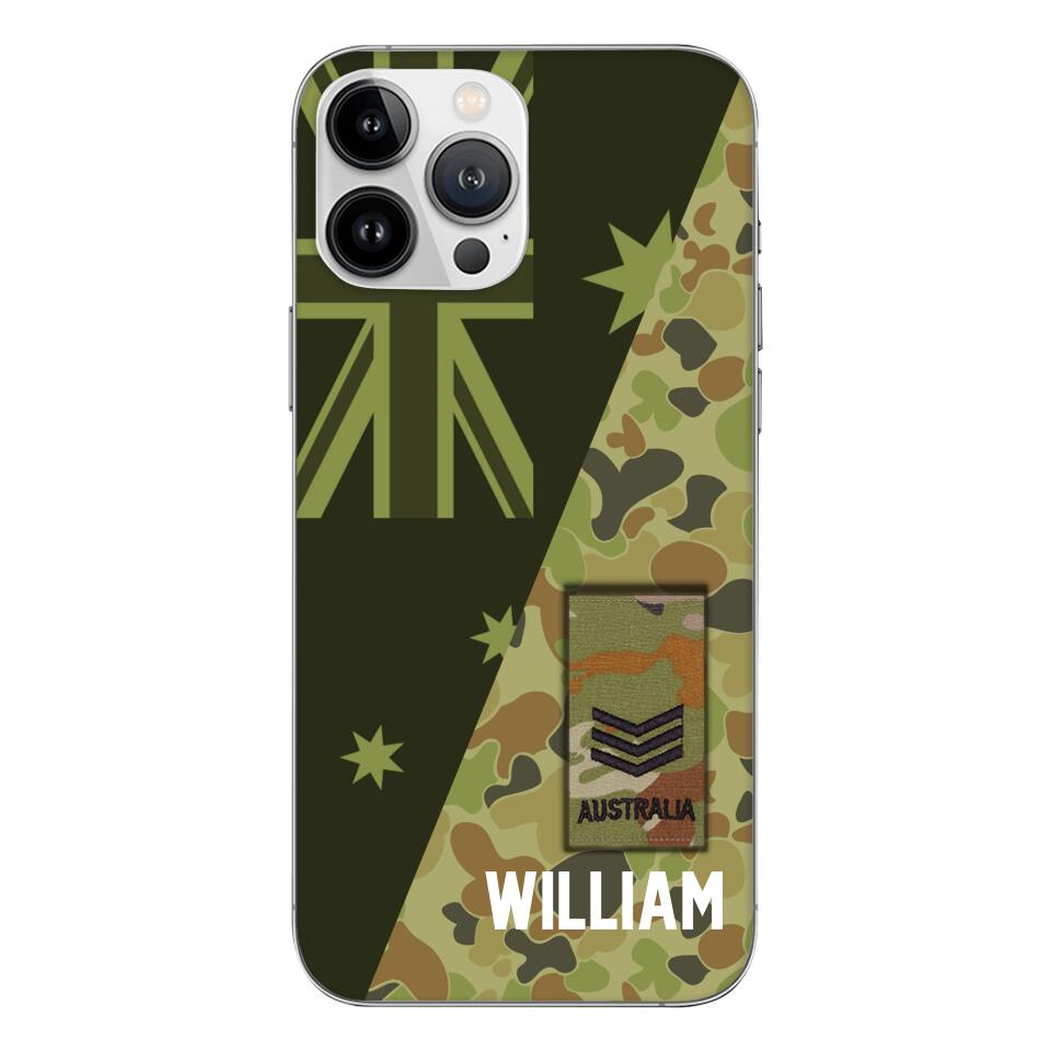 PERSONALIZED AUSTRALIAN ARMY CAMO RANK PHONECASE QTMQ2603