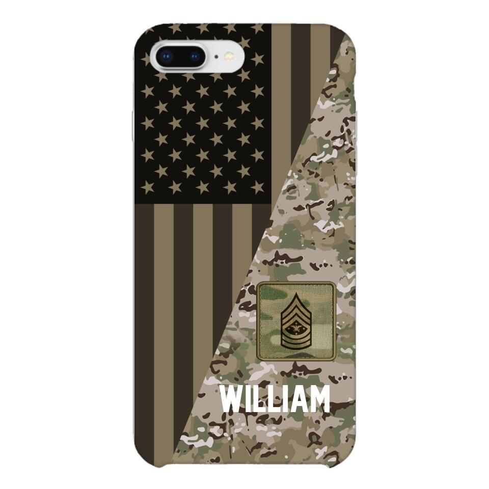 PERSONALIZED US ARMY CAMO RANK PHONECASE QTMQ2603