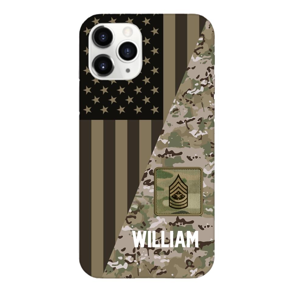 PERSONALIZED US ARMY CAMO RANK PHONECASE QTMQ2603