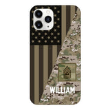 PERSONALIZED US ARMY CAMO RANK PHONECASE QTMQ2603