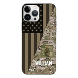 PERSONALIZED US ARMY CAMO RANK PHONECASE QTMQ2603