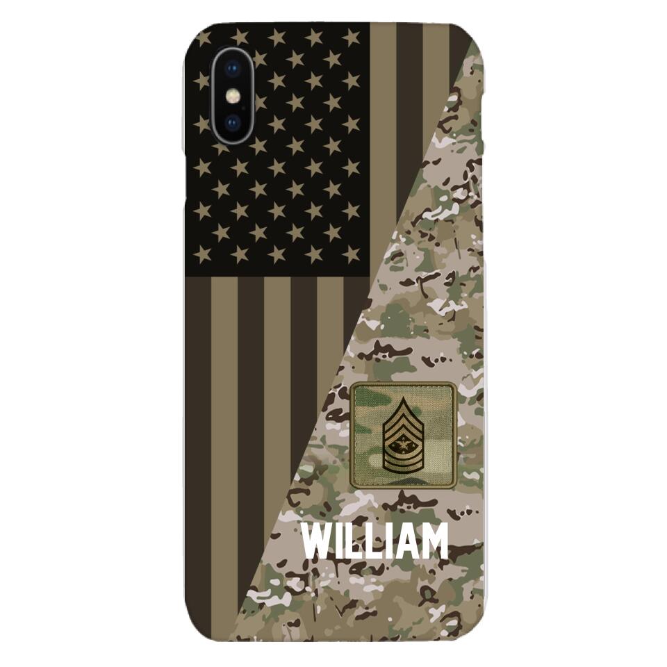 PERSONALIZED US ARMY CAMO RANK PHONECASE QTMQ2603