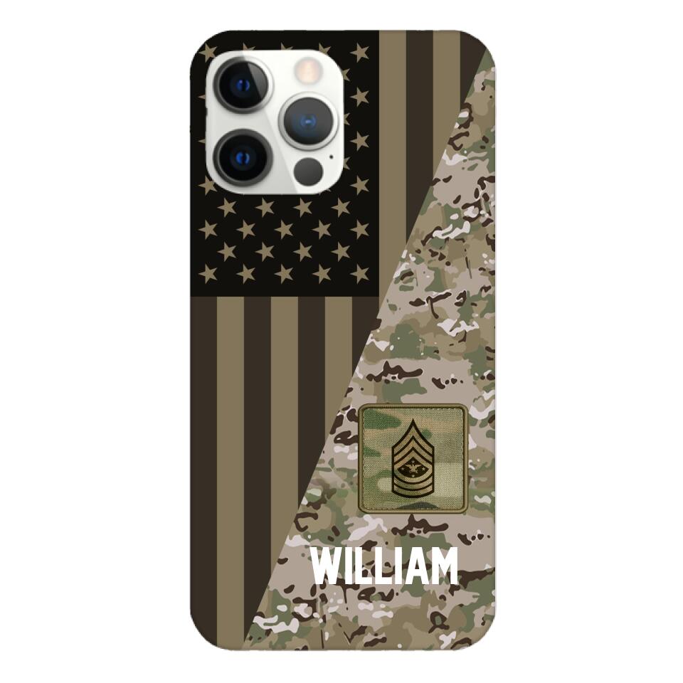 PERSONALIZED US ARMY CAMO RANK PHONECASE QTMQ2603