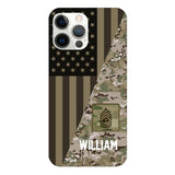 PERSONALIZED US ARMY CAMO RANK PHONECASE QTMQ2603
