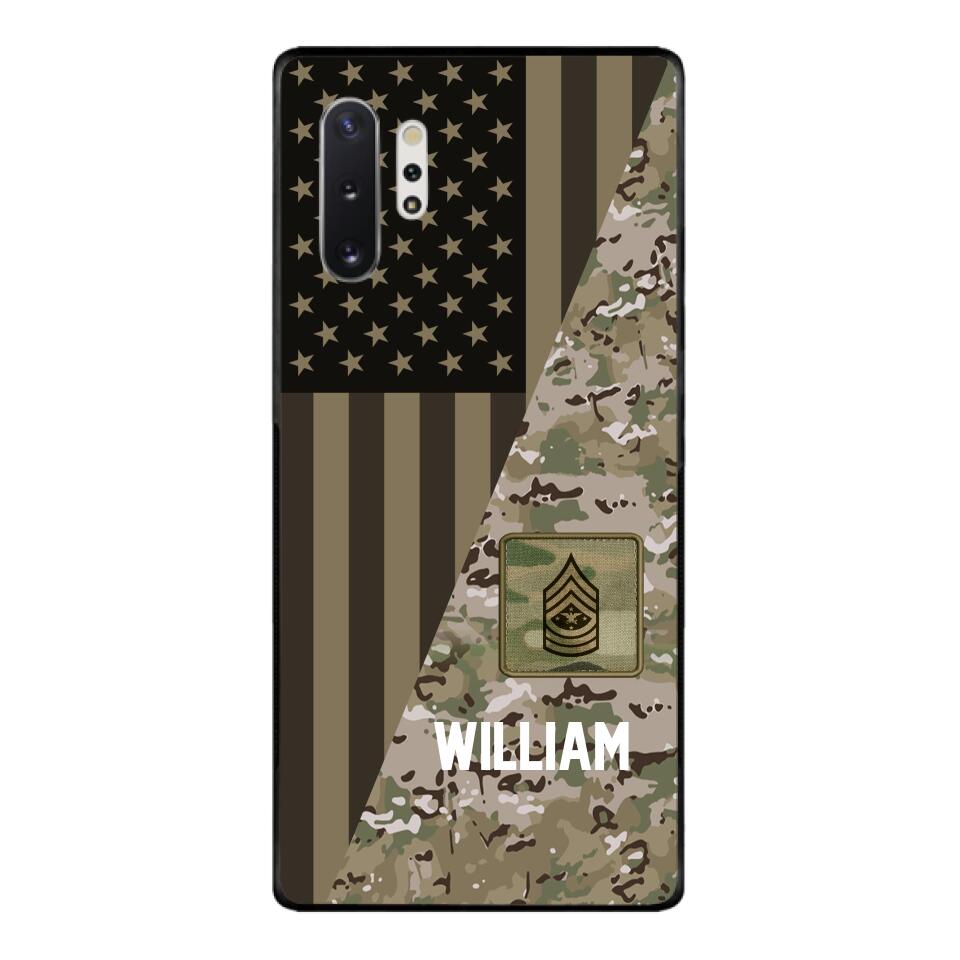 PERSONALIZED US ARMY CAMO RANK PHONECASE QTMQ2603