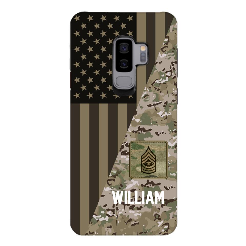 PERSONALIZED US ARMY CAMO RANK PHONECASE QTMQ2603