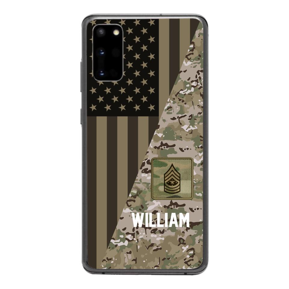 PERSONALIZED US ARMY CAMO RANK PHONECASE QTMQ2603