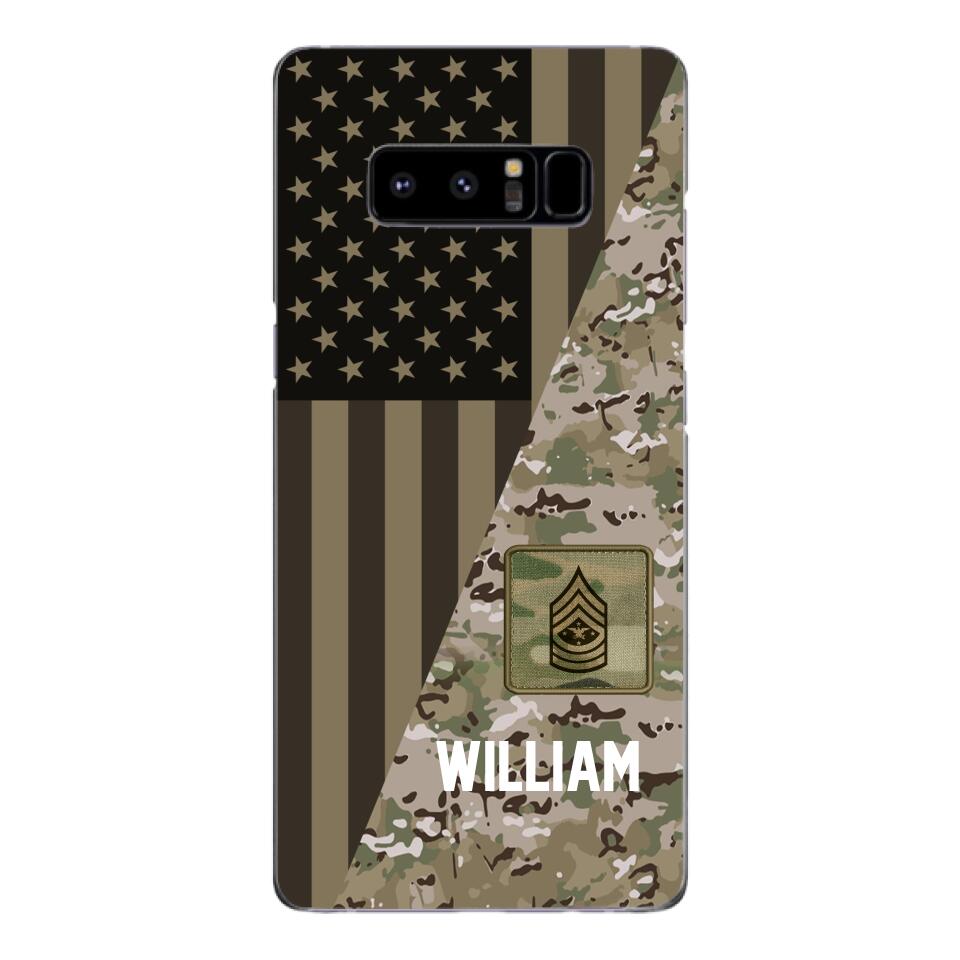 PERSONALIZED US ARMY CAMO RANK PHONECASE QTMQ2603