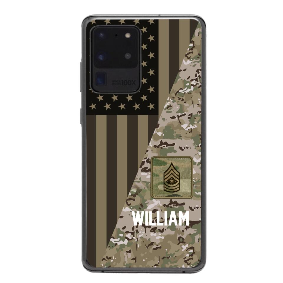 PERSONALIZED US ARMY CAMO RANK PHONECASE QTMQ2603