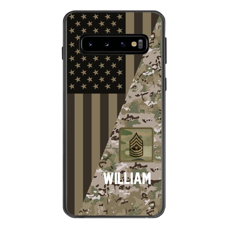 PERSONALIZED US ARMY CAMO RANK PHONECASE QTMQ2603