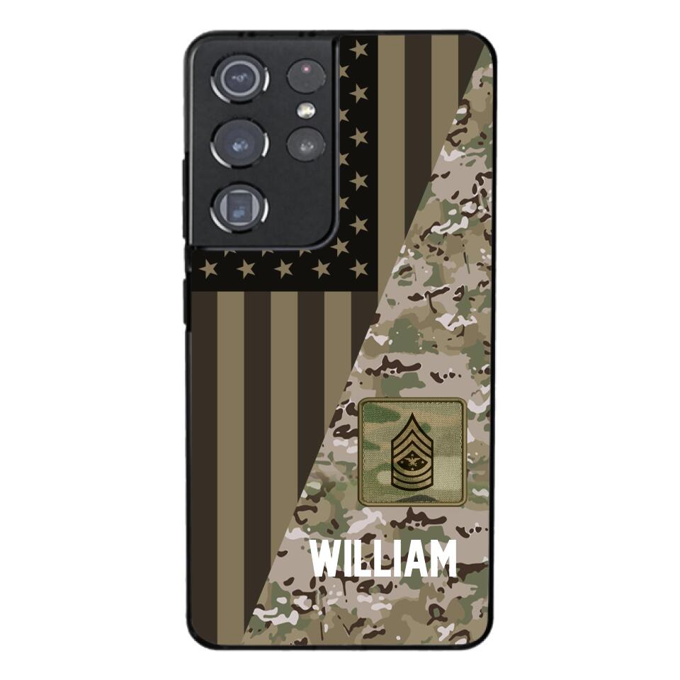 PERSONALIZED US ARMY CAMO RANK PHONECASE QTMQ2603
