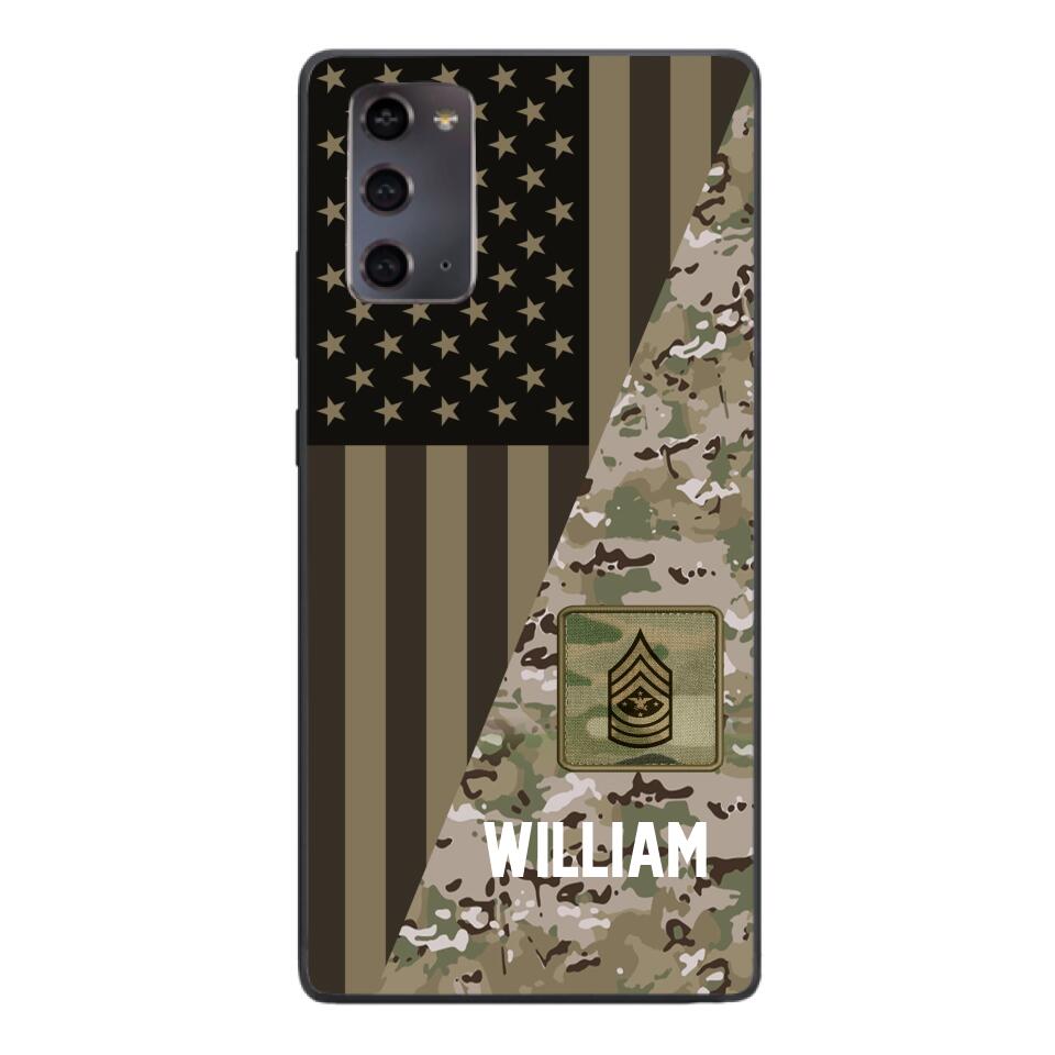 PERSONALIZED US ARMY CAMO RANK PHONECASE QTMQ2603