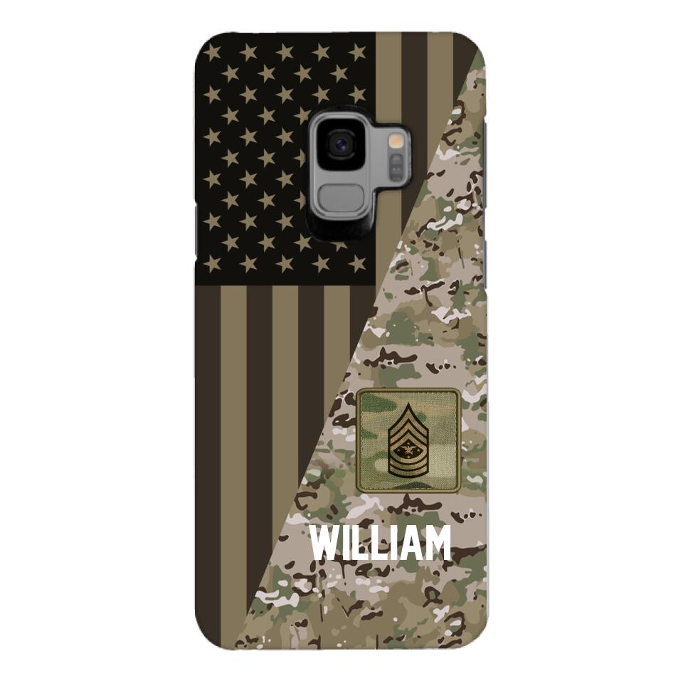 PERSONALIZED US ARMY CAMO RANK PHONECASE QTMQ2603