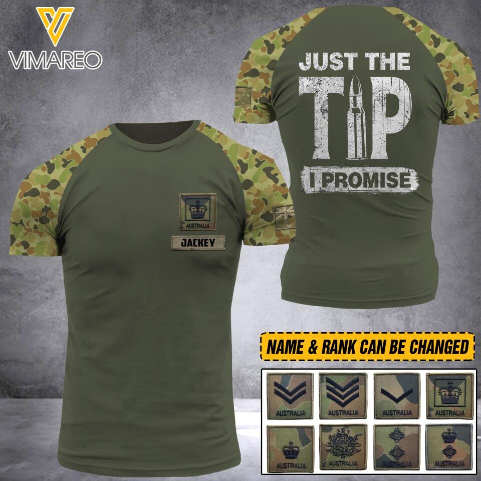 Personalized Australian Soldier Camo Tshirt Printed 22MAR-HQ26