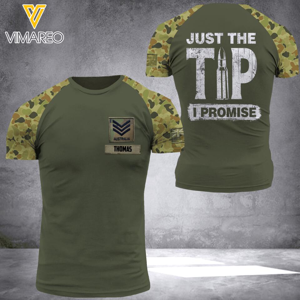Personalized Australian Soldier Camo Tshirt Printed 22MAR-HQ26