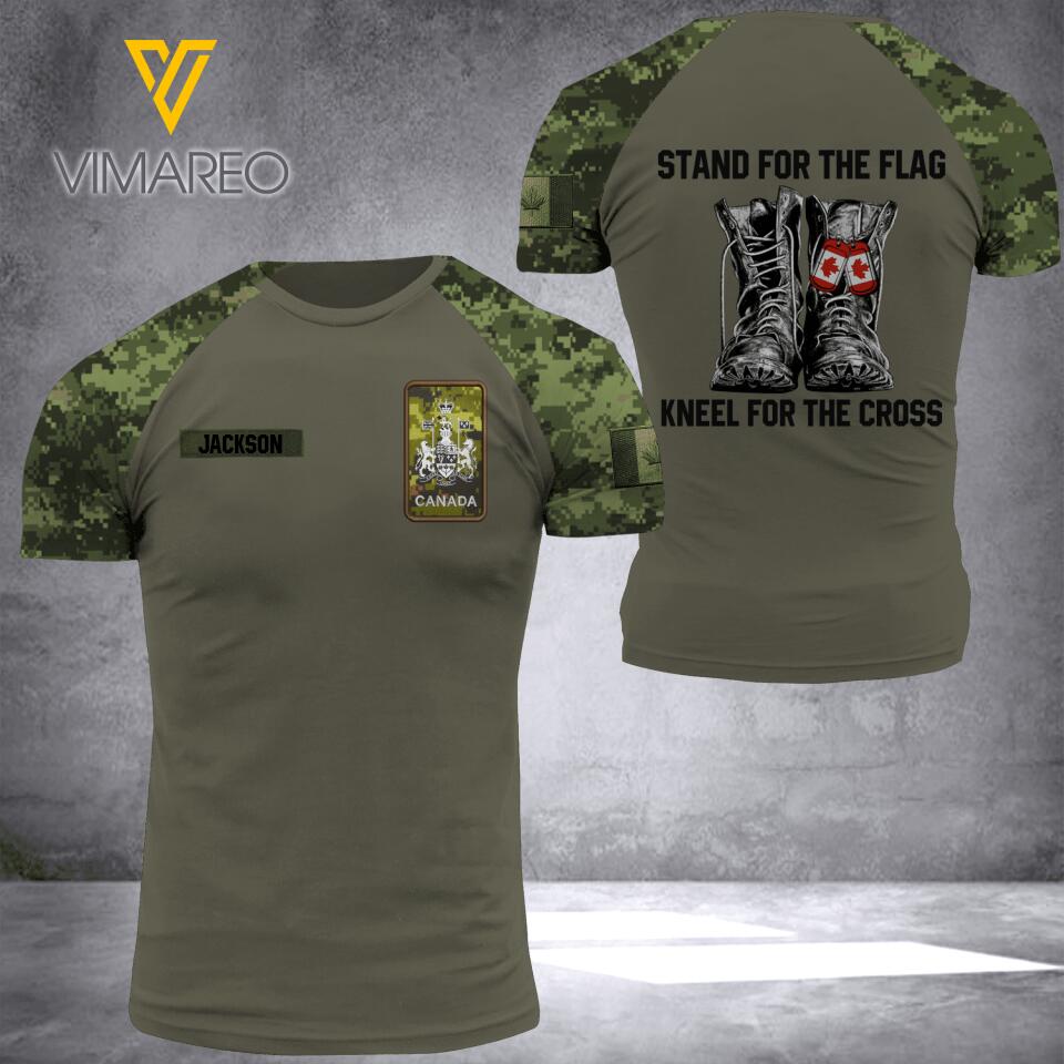 PERSONALIZED CANADIAN ARMY RANK CAMO 3D TSHIRT PRINTED QTDT2603