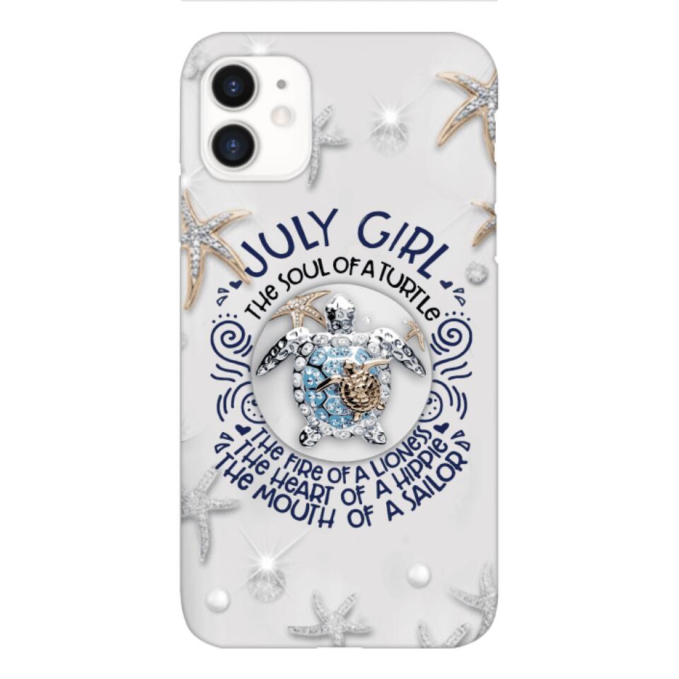 PERSONALIZED JULY TURTLE GIRL PHONECASE QTTQ2803