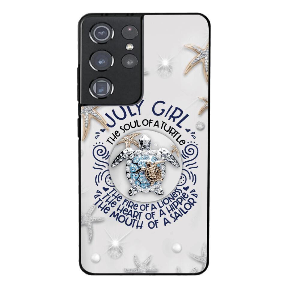 PERSONALIZED JULY TURTLE GIRL PHONECASE QTTQ2803