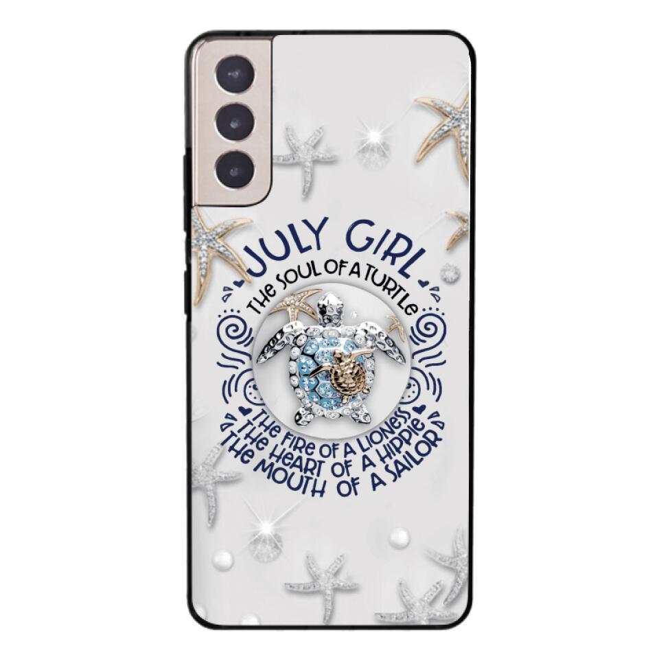 PERSONALIZED JULY TURTLE GIRL PHONECASE QTTQ2803