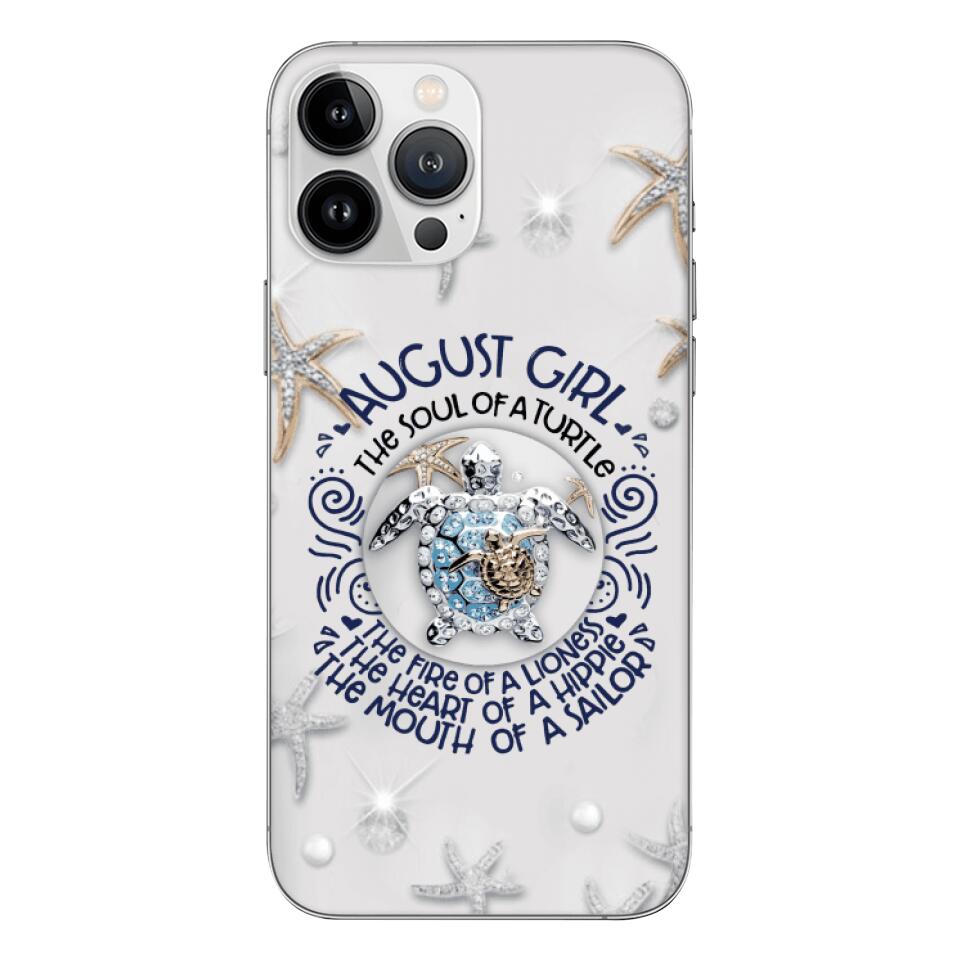 PERSONALIZED AUGUST TURTLE GIRL PHONECASE QTTQ2803