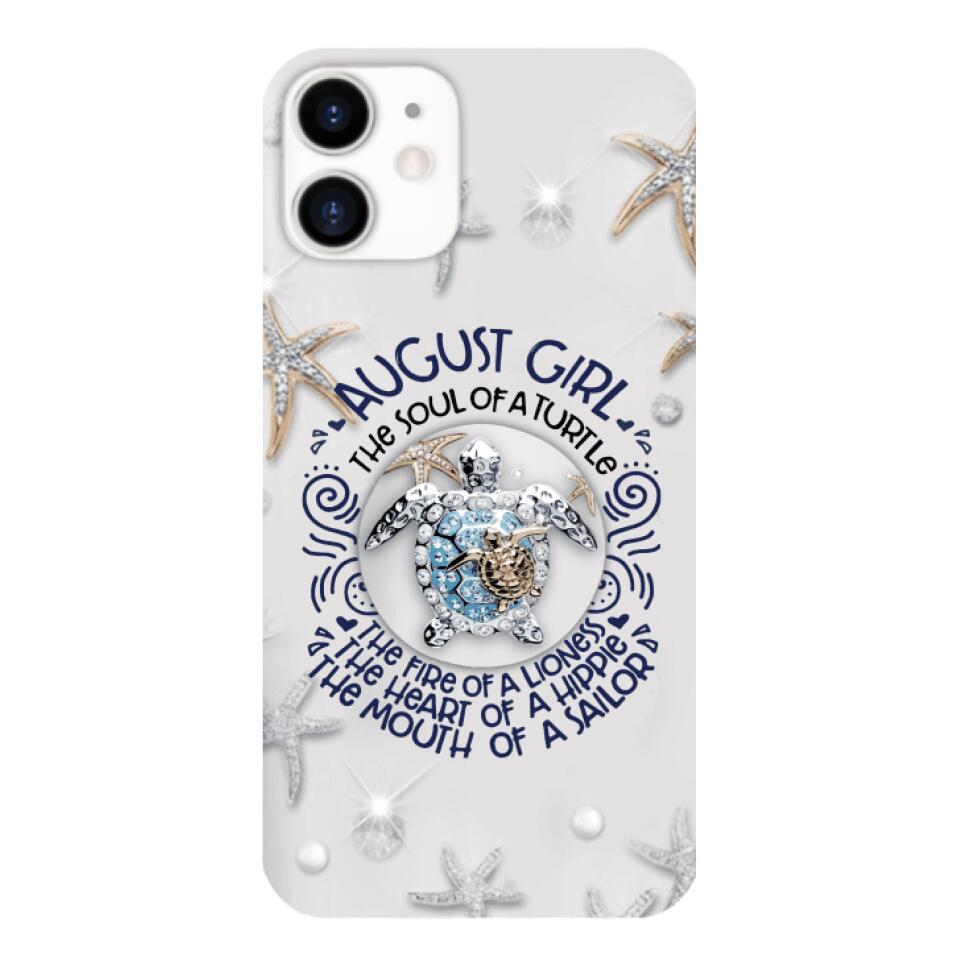 PERSONALIZED AUGUST TURTLE GIRL PHONECASE QTTQ2803