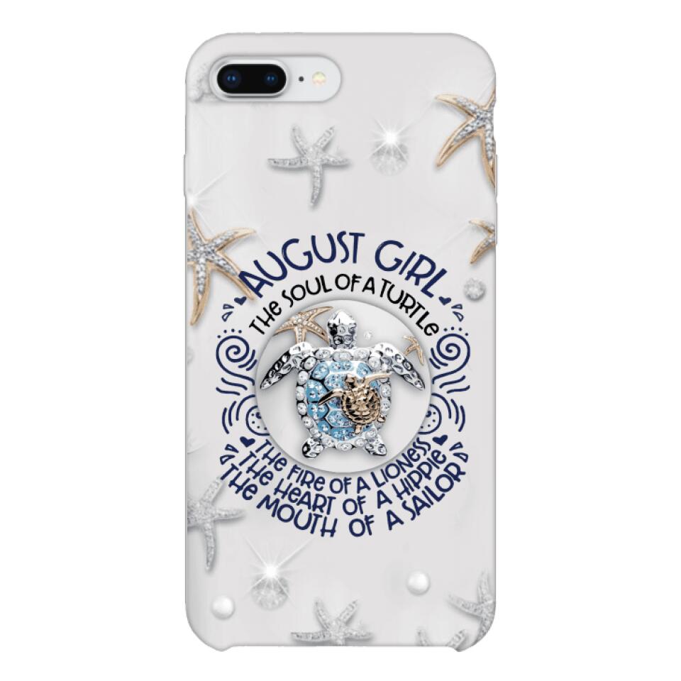 PERSONALIZED AUGUST TURTLE GIRL PHONECASE QTTQ2803