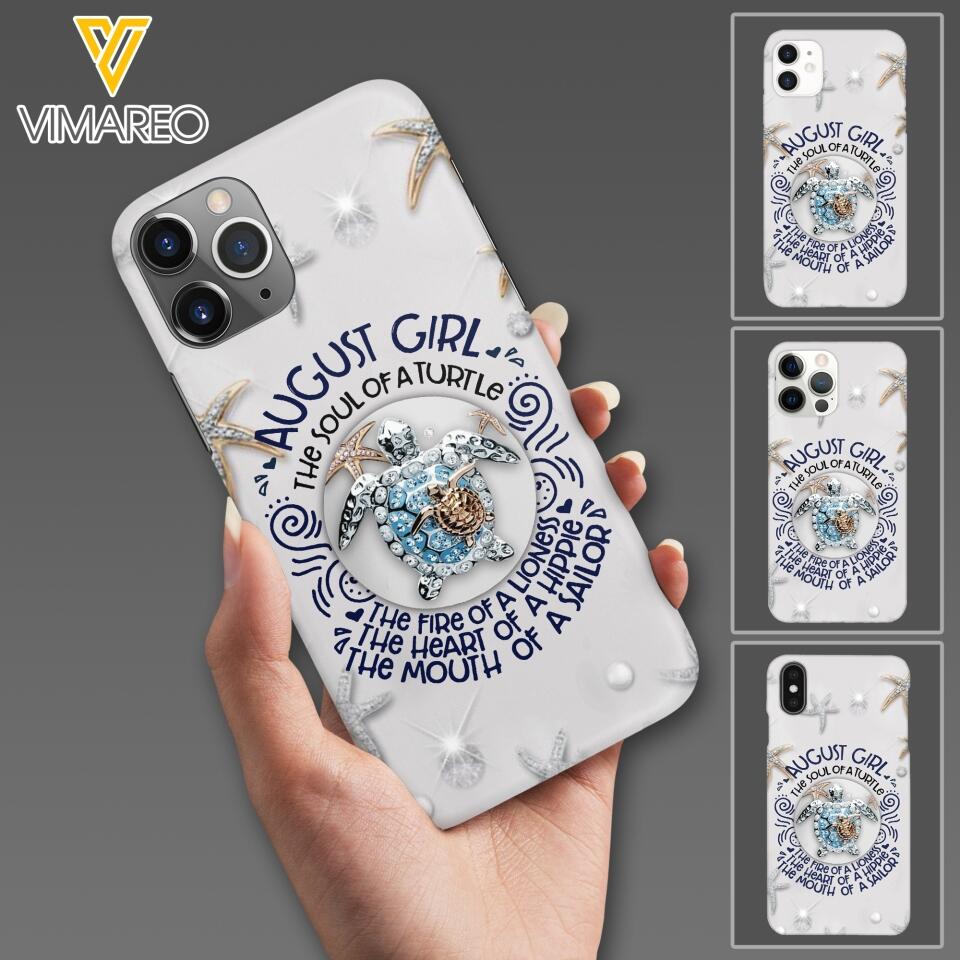 PERSONALIZED AUGUST TURTLE GIRL PHONECASE QTTQ2803