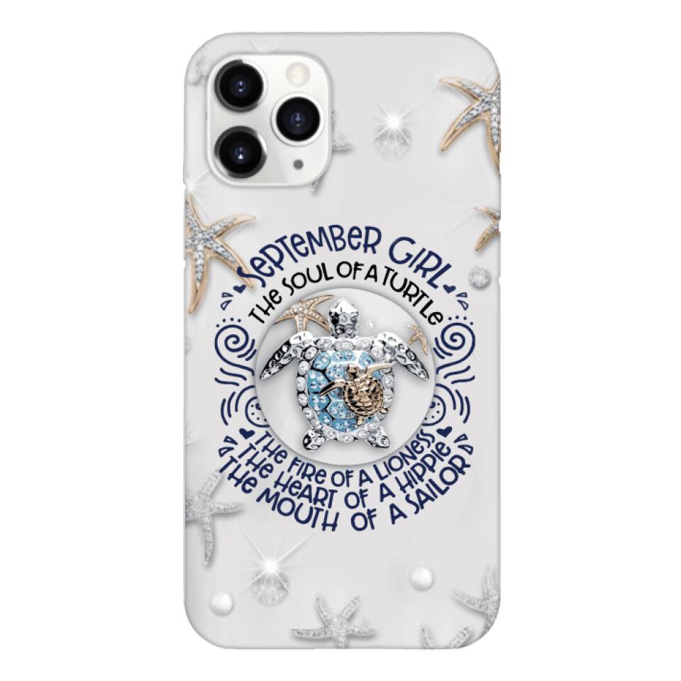 PERSONALIZED SEPTEMBER TURTLE GIRL PHONECASE QTTQ2803