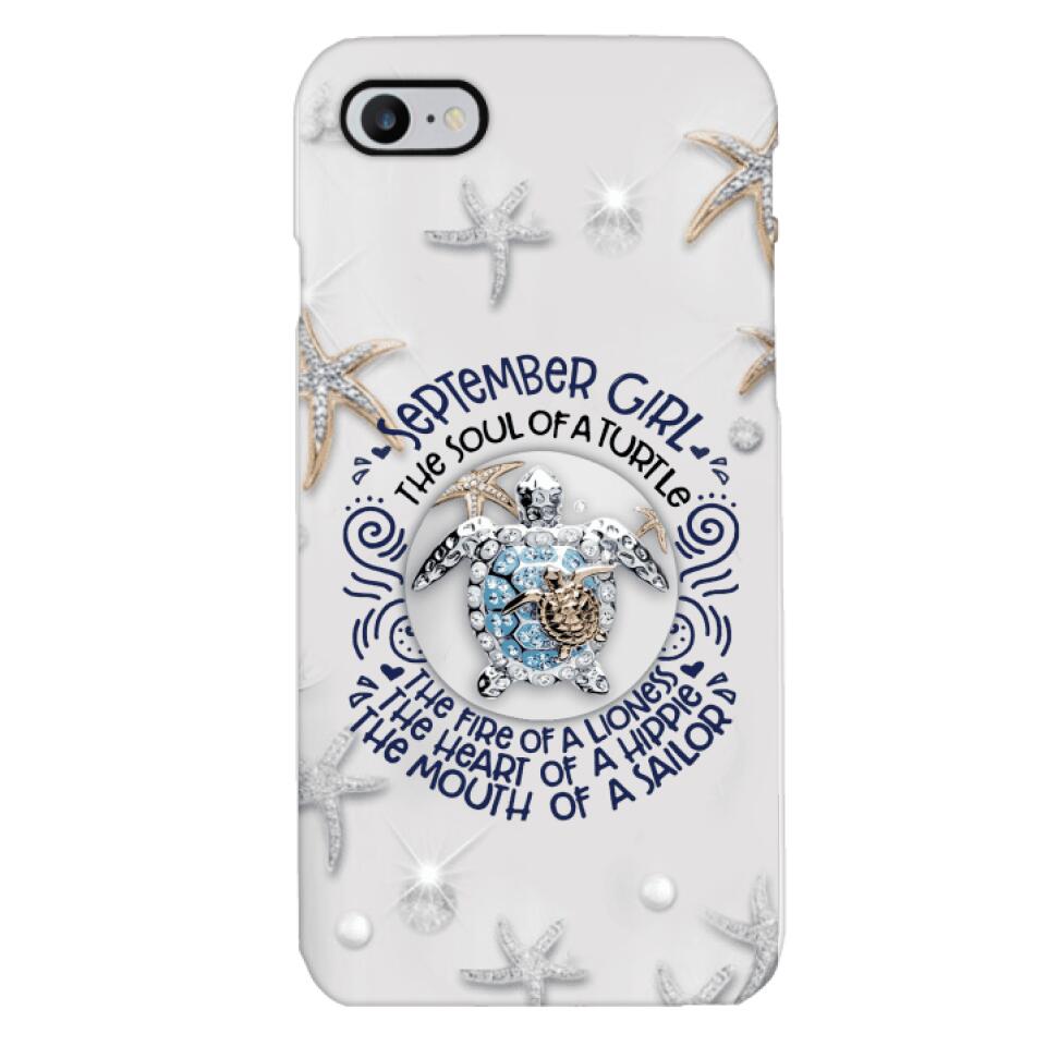 PERSONALIZED SEPTEMBER TURTLE GIRL PHONECASE QTTQ2803