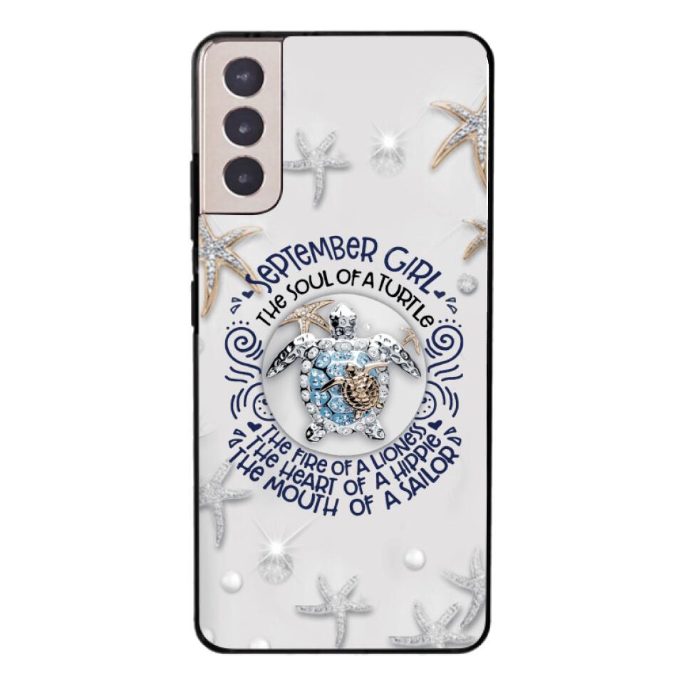 PERSONALIZED SEPTEMBER TURTLE GIRL PHONECASE QTTQ2803
