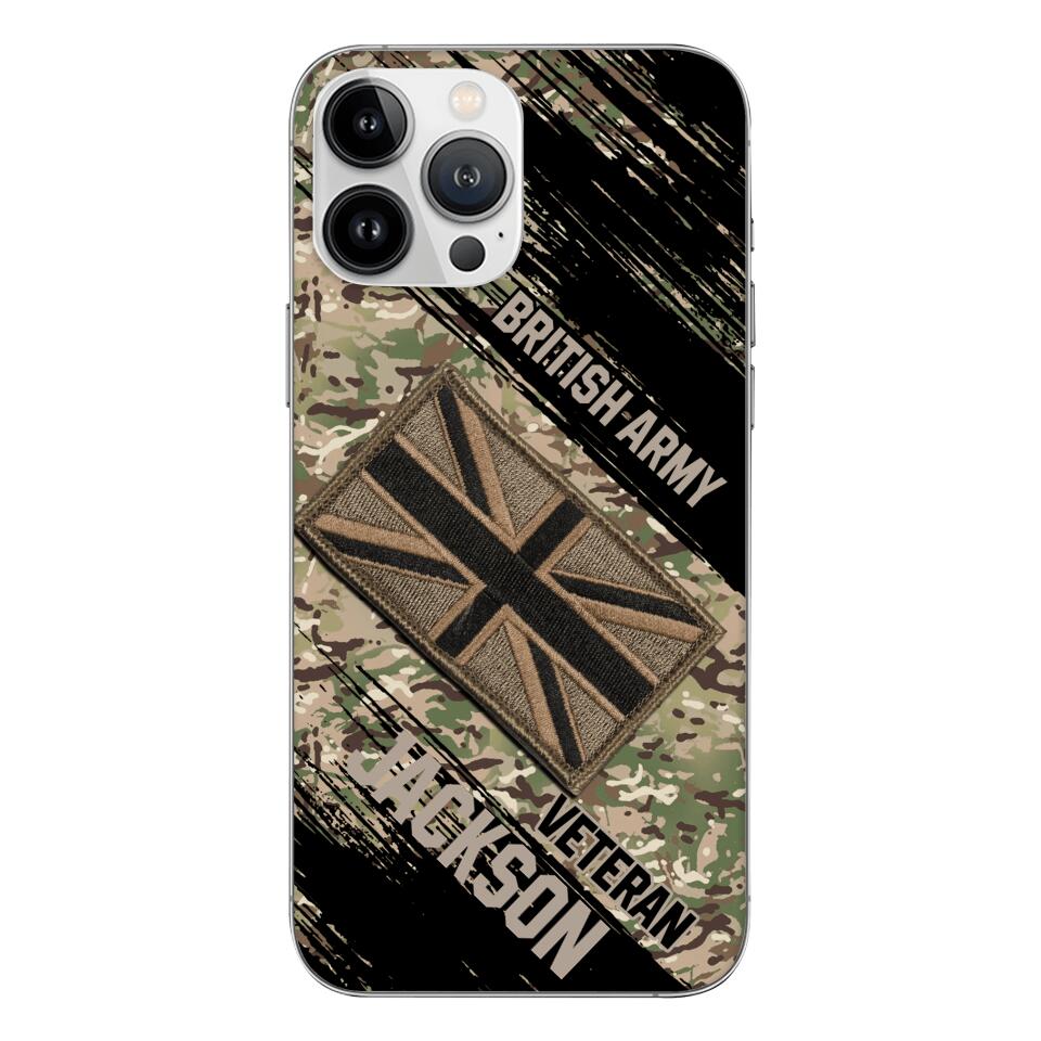 Personalized British Army Veteran Camo Phone Case Printed QTDT2903