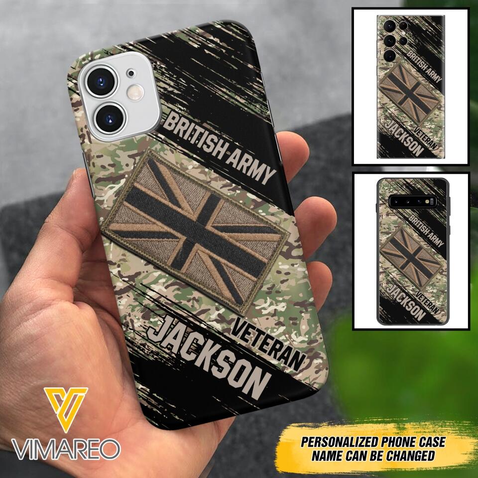 Personalized British Army Veteran Camo Phone Case Printed QTDT2903