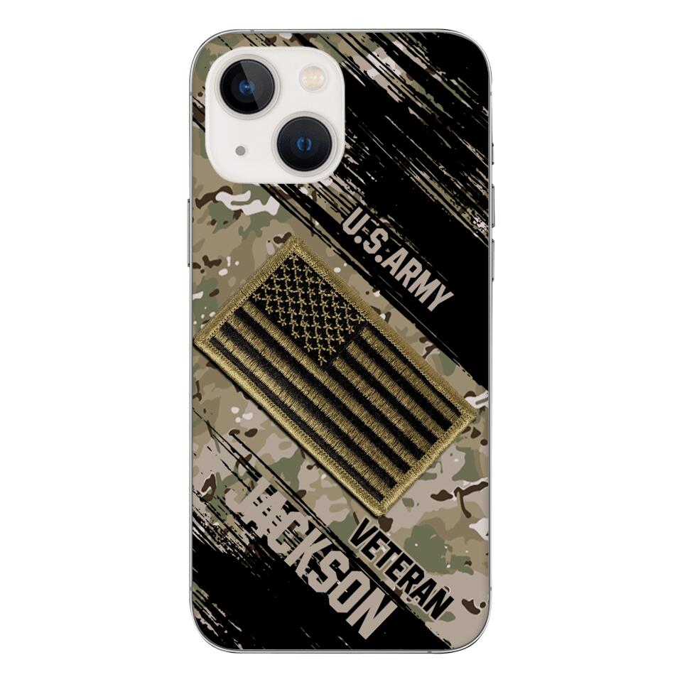 Personalized U.S Army Veteran Camo Phone Case Printed QTDT2903