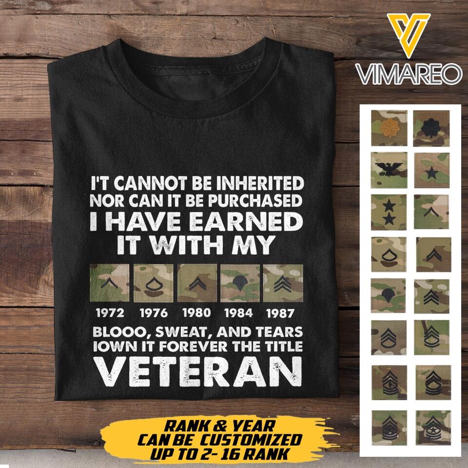 Personalized U.S Veterans Tshirt Printed 22MAR-LN29