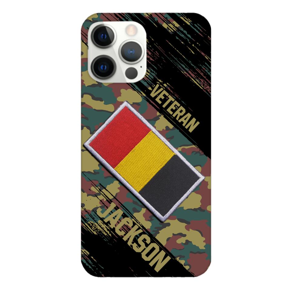 Personalized Belgium Army Veteran Camo Phone Case Printed QTDT3103