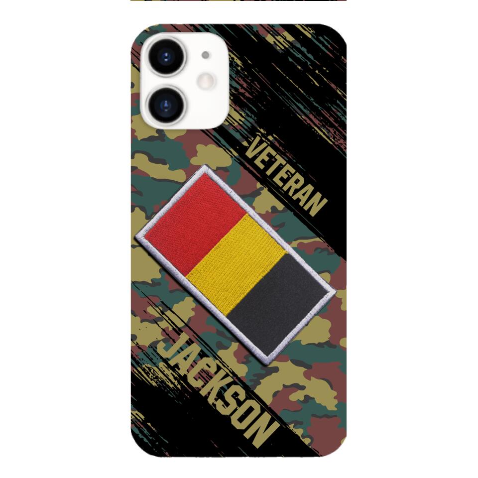 Personalized Belgium Army Veteran Camo Phone Case Printed QTDT3103