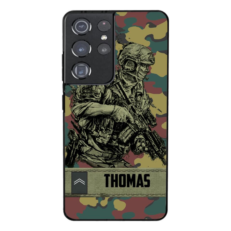 Personalized Belgian Soldier/Veterans Camo Phone Case Printed 22MAR-LN31