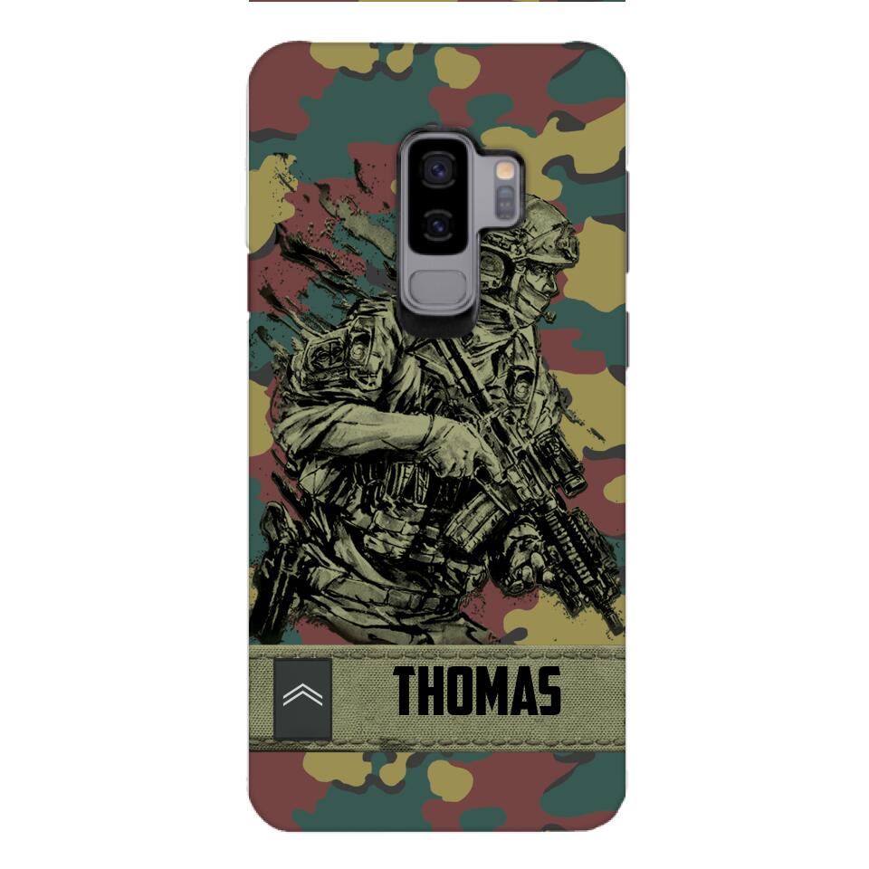 Personalized Belgian Soldier/Veterans Camo Phone Case Printed 22MAR-LN31
