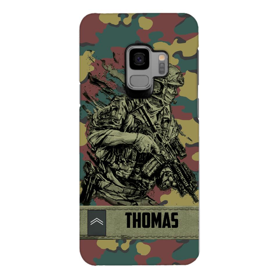 Personalized Belgian Soldier/Veterans Camo Phone Case Printed 22MAR-LN31