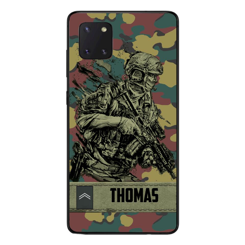 Personalized Belgian Soldier/Veterans Camo Phone Case Printed 22MAR-LN31