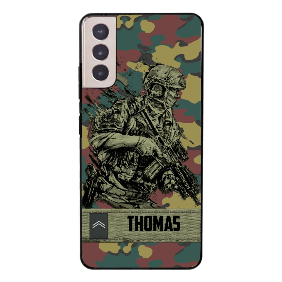Personalized Belgian Soldier/Veterans Camo Phone Case Printed 22MAR-LN31