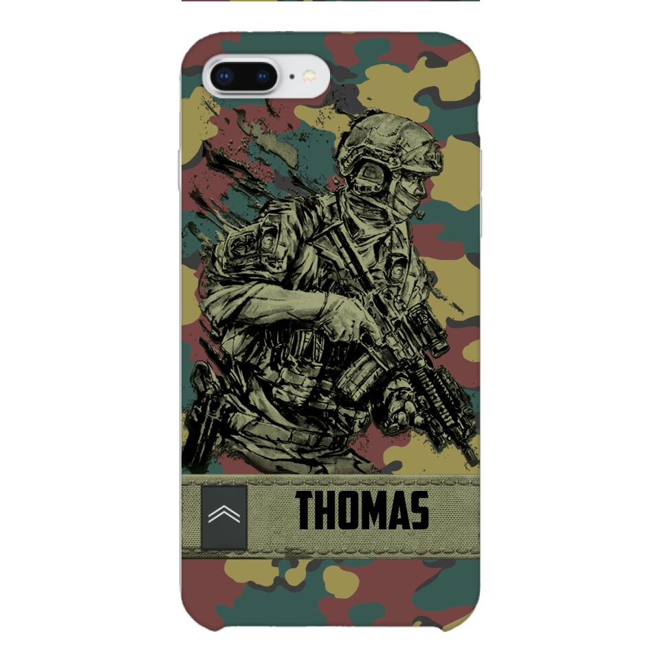Personalized Belgian Soldier/Veterans Camo Phone Case Printed 22MAR-LN31