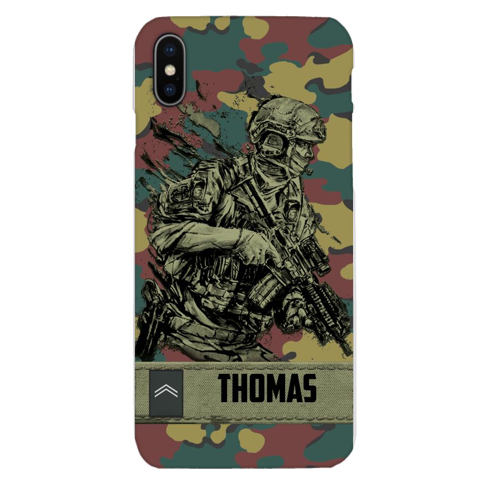 Personalized Belgian Soldier/Veterans Camo Phone Case Printed 22MAR-LN31