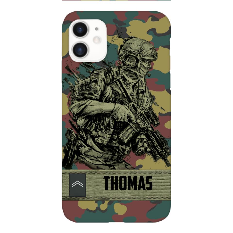 Personalized Belgian Soldier/Veterans Camo Phone Case Printed 22MAR-LN31